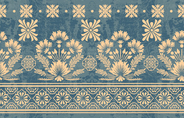  floral pattern with paisley and indian flower motifs. damask style pattern for textile and decoration Traditional Scribble Style Hand Drawn Ikat Seamless Vector Pattern Trendy Fashion Colors Perfect