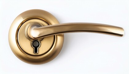 Elegant gold door handle on white background. Modern design.
