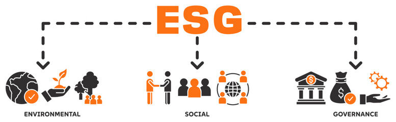 ESG banner web icon vector illustration concept with icon of environmental, social, governance	
