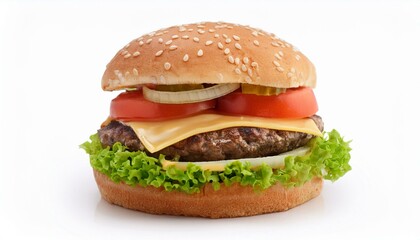 Juicy cheeseburger with fresh toppings.