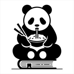 Minimal panda silhouette vector. Bear vector icon. Panda silhouette icon on a white background.