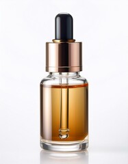 Amber serum bottle with dropper.