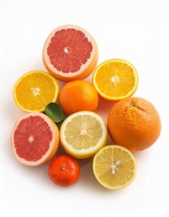 Fototapeta premium Vibrant citrus fruits on white background.