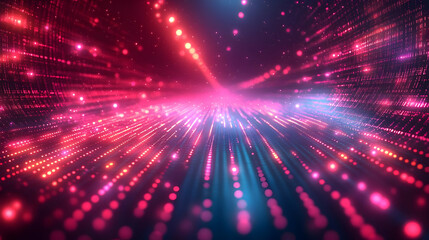 Naklejka premium Abstract Dynamic Light Streaks Background with Pink and Blue Glowing Particles