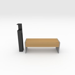 3d render bench park design element. Furniture Collection
