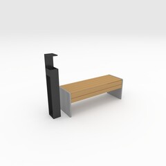 3d render bench park design element. Furniture Collection
