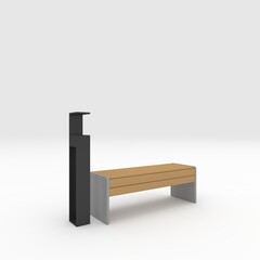 3d render bench park design element. Furniture Collection