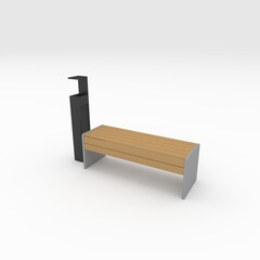 3d render bench park design element. Furniture Collection