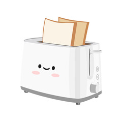 illustration of toaster with bread vector kawaii