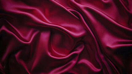 Obraz premium Luxurious Deep Red Satin Fabric Drape, silk, textile, texture, background, burgundy