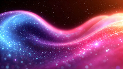 Abstract Glittering Wave Background with Pink Blue and Purple Sparkles