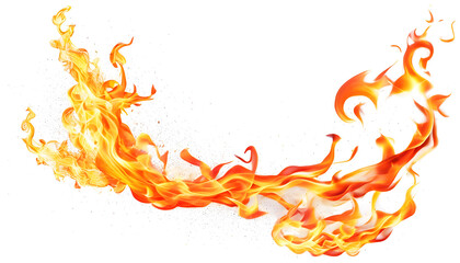 Realistic Fire and Flames Isolated on Transparent PNG Background, High-Quality Burning Flames Effect for Designs.