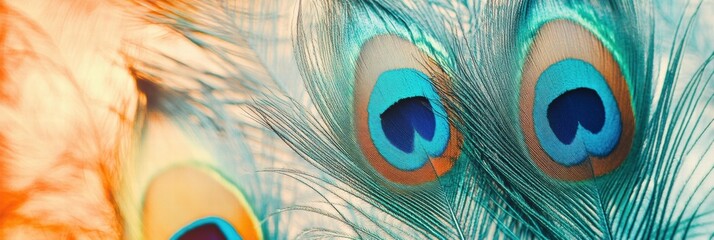Colors and patterns of peacock feathers showcase vibrant beauty in nature during daylight amidst lush greenery. Generative AI