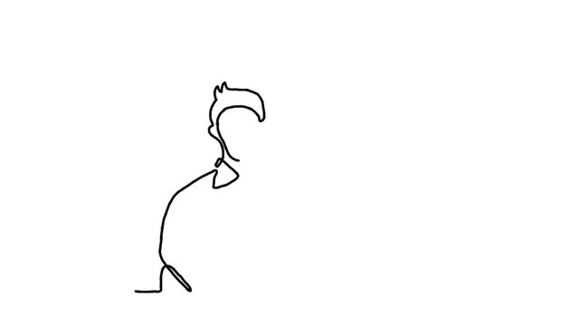 Continue line animation of happy birthday. A man holding balloon
