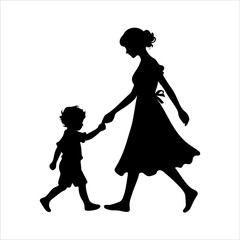 Mother's day silhouette vector. Mother's day logo icon. Silhouette vector of mother's day illustrations