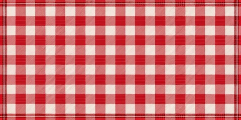 Fototapeta premium Red and white checkered fabric texture background for design projects