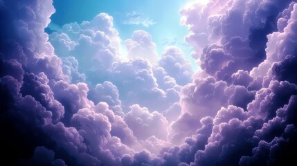 Majestic Clouds in Serene Sky at Dusk with Shades of Blue, Purple, and White Creating a Dreamy Atmosphere for Relaxation and Inspiration