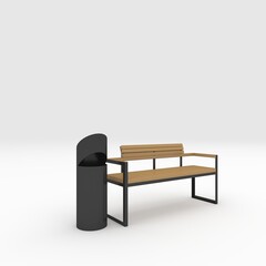 3d render bench park design element. Furniture Collection
