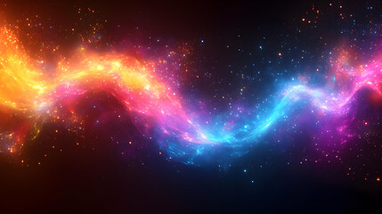 Abstract Cosmic Energy Flow: Vibrant Glowing Particles in Motion