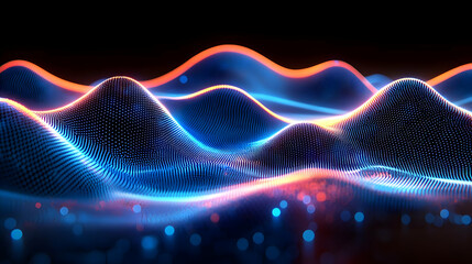 Fototapeta premium Abstract digital wave with glowing particles and light effects