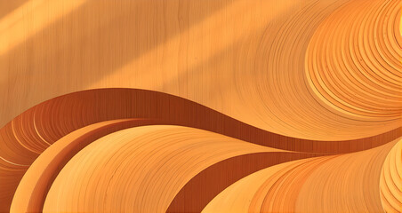 Brown wood with a gently curved pattern and a golden glow, wallpaper, backdrop, background