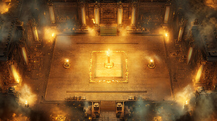 Golden Battle Map Game: Ancient Temple Ritual