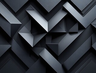 Dark Futuristic Geometric 3D Structure with Minimal Tech Background Design.

