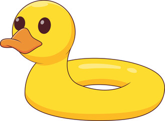 summer duck swim ring cartoon illustration
