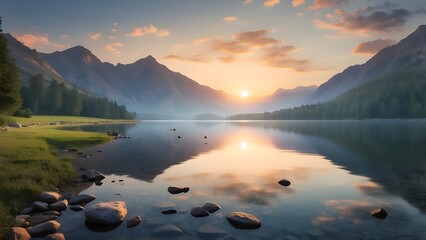 lake, water, landscape, sky, nature, reflection, mountain, clouds, sunrise, sunset, mountains, sea, morning, cloud, calm, river, forest, blue, beautiful, travel, view, sun, ocean, outdoors, summer