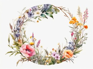 Romantic Watercolor valentine's day floral flowers frame Set illustration Element Design Bundle