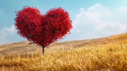 Valentine's day background with heart shaped tree. Copy space.