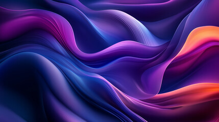 Abstract flowing waves in gradient colors of purple blue and orange with a soft smooth texture