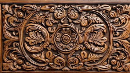 Intricate Wooden Carving, Floral Design, Decorative Panel, Craftsmanship Detail, Home Decor