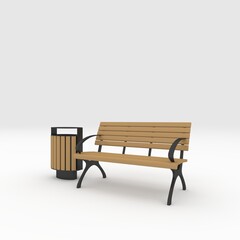  3d render bench park design element. Furniture Collection