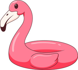 summer flamingo swim ring cartoon illustration
