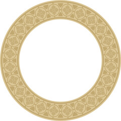 Vector golden round gothic ornament. Medieval European circle, ring, border. Classic pattern of the Germans, Angles, Saxons, Franks