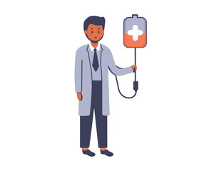 Dropper color icon. Medical procedure. Healthcare services. Patient with drip. Hospitalization. Infusion. Professional clinical treatment. Postsurgical care. Recovery. Isolated vector illustration