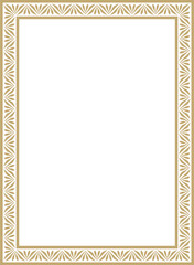Vector golden square classic byzantine ornament. Rectangle, border, Ancient Greece, Eastern Roman Empire frame. Decoration of the Russian Orthodox Church