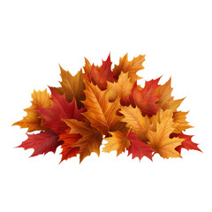 Pile of Autumn Colored Leaves on Transparent Background