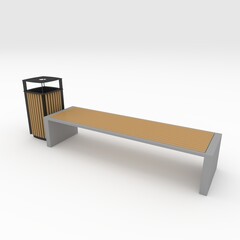 3d render bench park design element. Furniture Collection