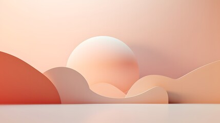 Fototapeta premium Sunset over abstract hills digital art calm environment minimalist style serene viewpoint