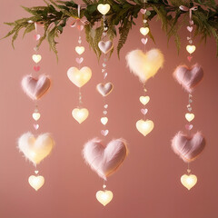 Heart-glowing garland. Valentine's Day decoration.
