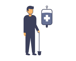 Dropper color icon. Medical procedure. Healthcare services. Patient with drip. Hospitalization. Infusion. Professional clinical treatment. Postsurgical care. Recovery. Isolated vector illustration