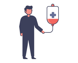 Dropper color icon. Medical procedure. Healthcare services. Patient with drip. Hospitalization. Infusion. Professional clinical treatment. Postsurgical care. Recovery. Isolated vector illustration