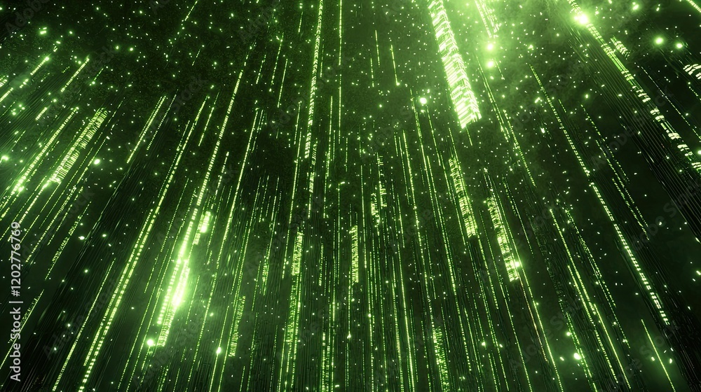 Poster Explore a captivating digital matrix background filled with neon lines and data streams, embodying a high-tech atmosphere for innovative designs and applications.