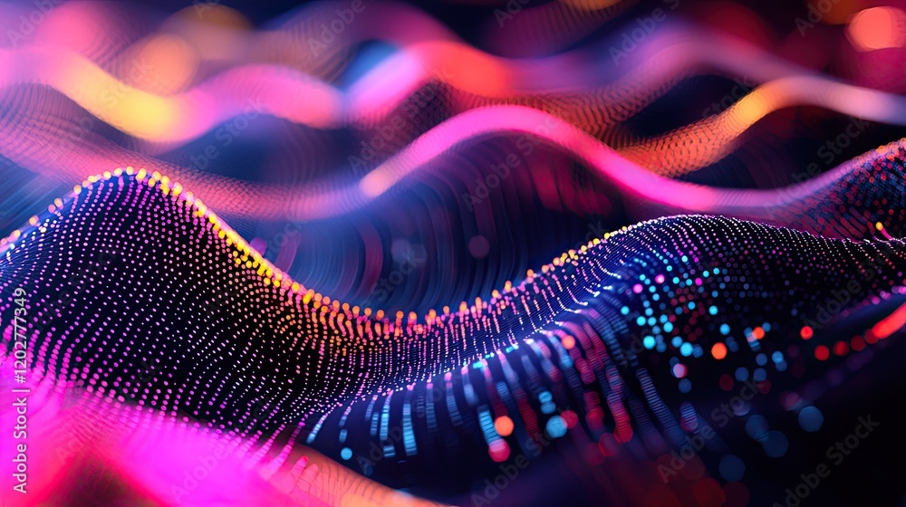 Poster Explore an abstract digital data visualization showcasing colorful graphs and financial trends, perfect for business and technology-related projects.
