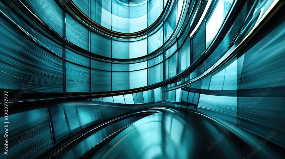 Aufkleber this digital image features an abstract wave pattern illuminated in blue and teal shades, giving a s