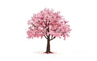 Obraz premium Pink cherry blossom tree with vibrant flowers and detailed branches in a nature-inspired vector art style