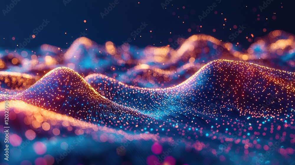 Aufkleber This abstract digital background features a network of glowing points and lines, creating a captivating representation of data connections in a serene blue gradient.