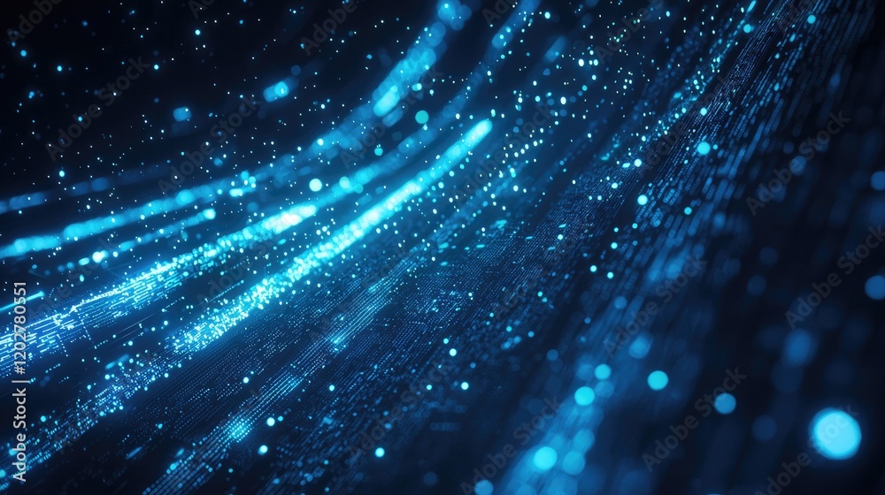 Aufkleber This image captures a dynamic digital background featuring abstract financial data visualization, with glowing chart lines and graphs in blue tones, illustrating market t